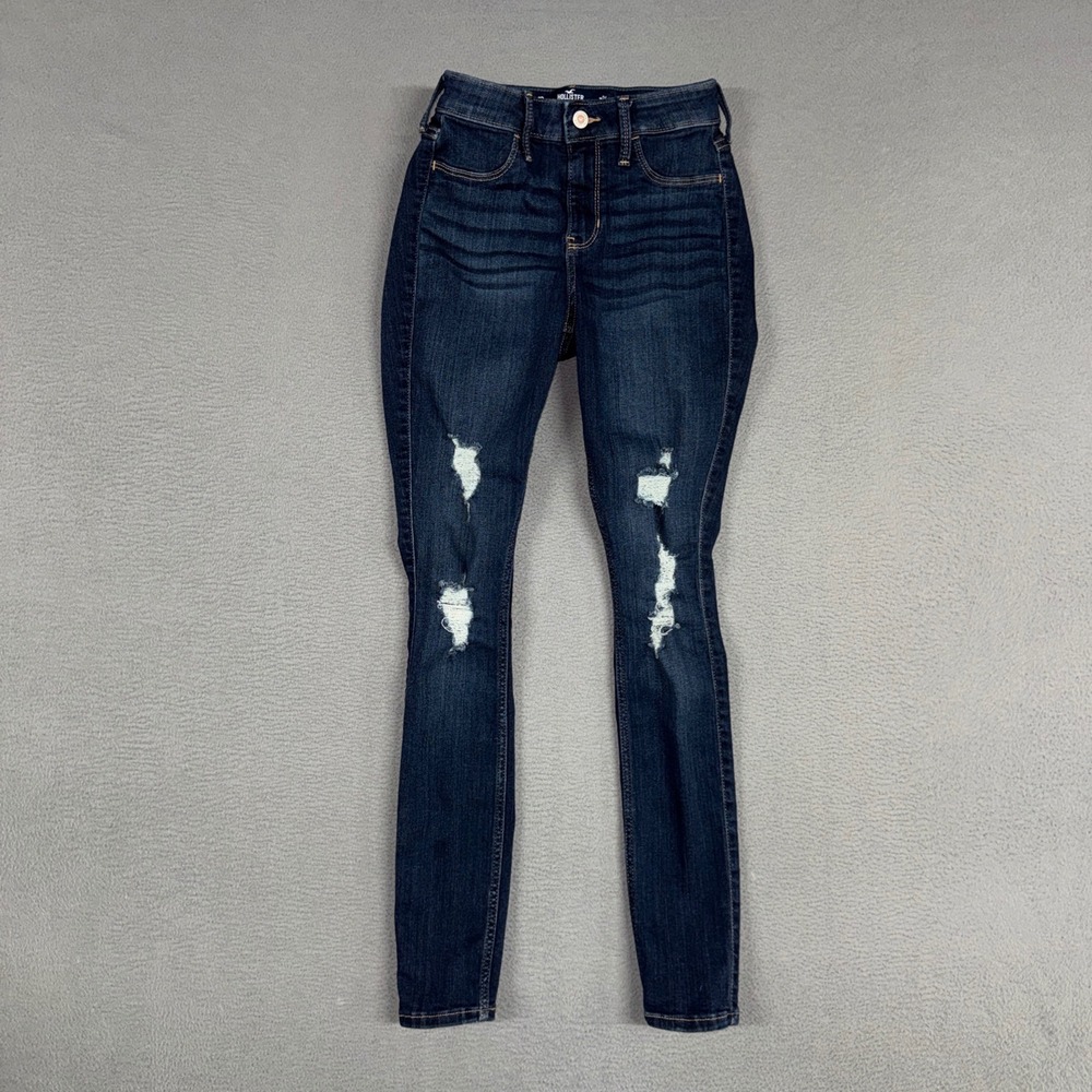 Hollister Jeans Womens 0 Blue Curvy Mid Rise Jegging Stretch Distressed Denim